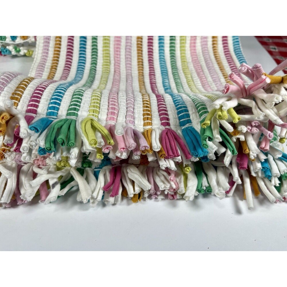 Shiraleah Chicago Recycled Cotton Rag Tote Bag Multi-Color Striped Boho Fringe - Picture 13 of 14